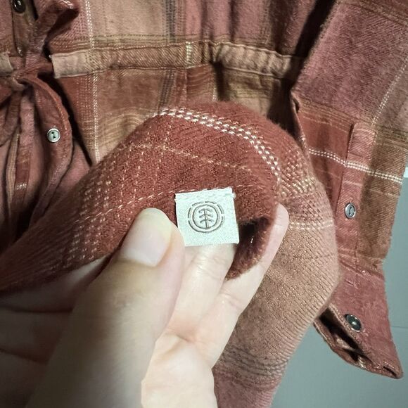 Element Eden Women L/S Button Plaid Flannel Mini Dress Tie Waist XS Fall Western - Picture 3 of 7